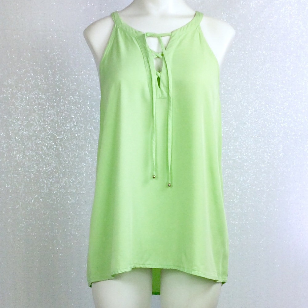 Naked Zebra Crisscross Tank Lime Green sz Large